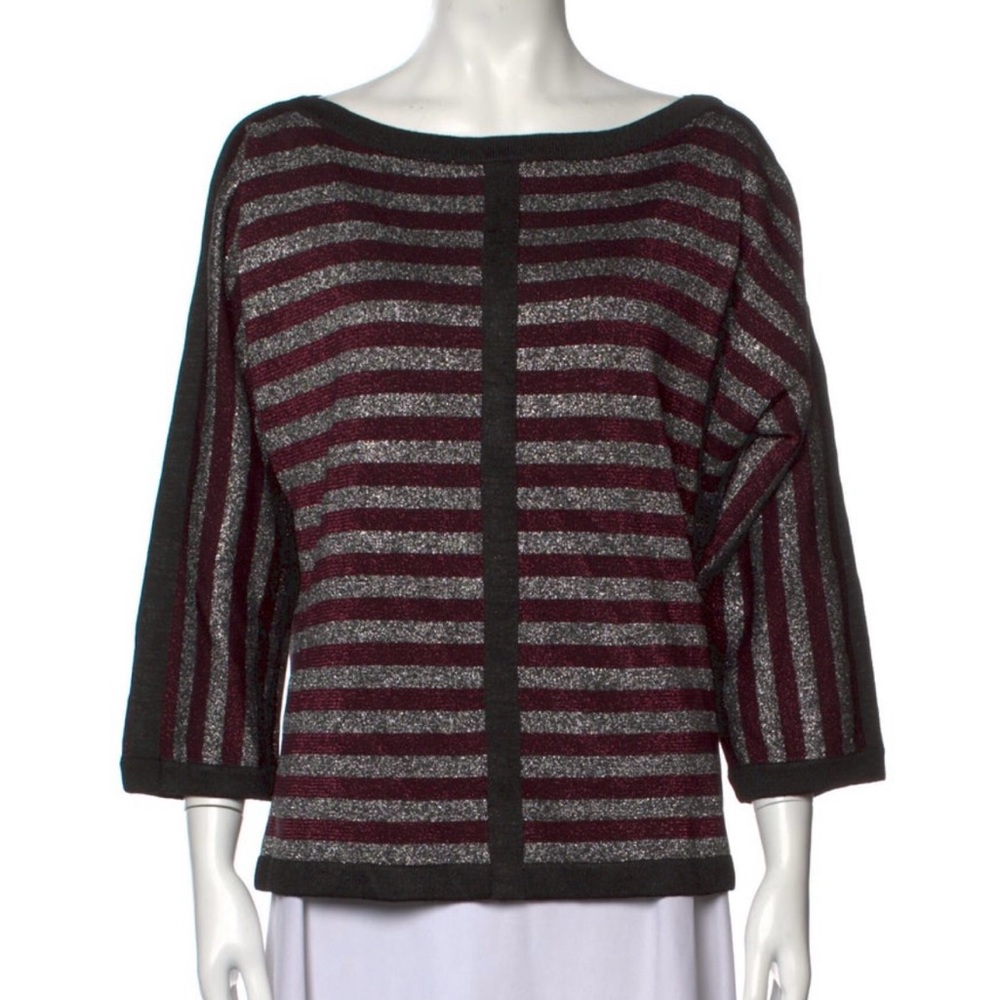 St. John Women's Sweater - Black and Gray Stripes